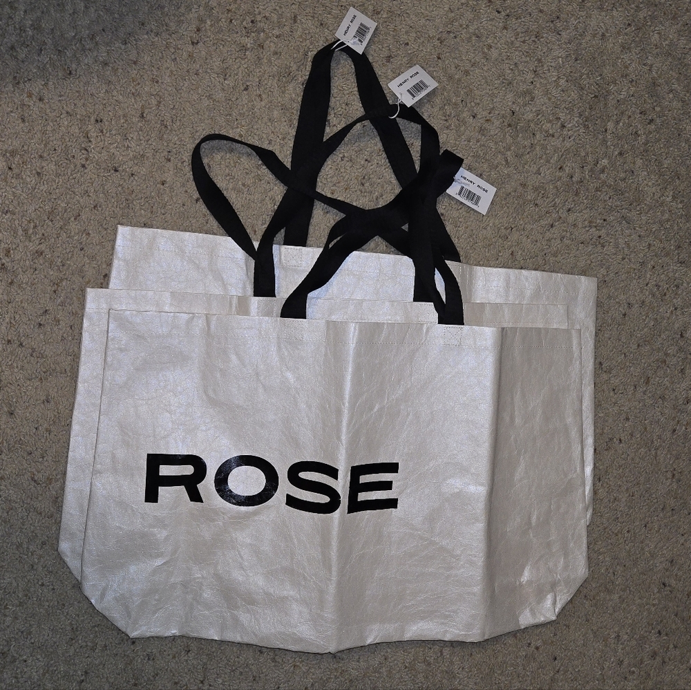 Henry Rose ONE Large Sturdy White Tote Bag with Black Handles NWT - Picture 6 of 7